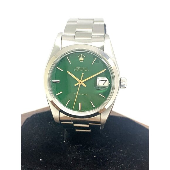 Rolex OysterDate Men's Watch 6694 Swiss Mechanical 70S Stella Green Lacquer Dial - Picture 1 of 16